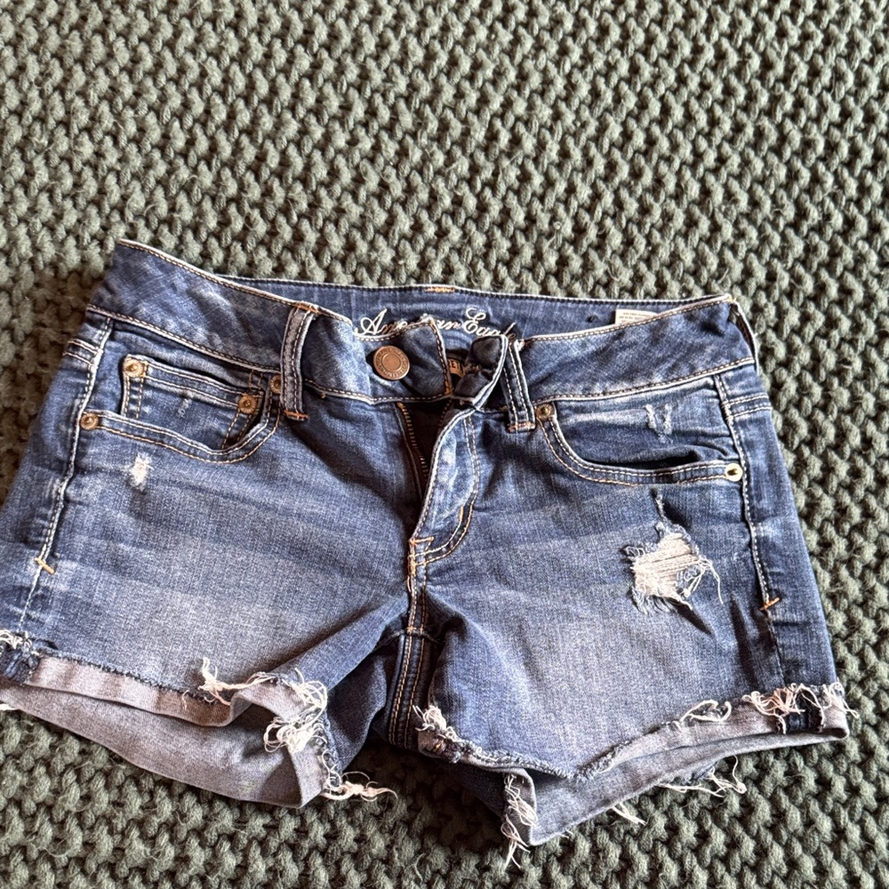 American Eagle Outfitters Distressed Blue Jean Shorts